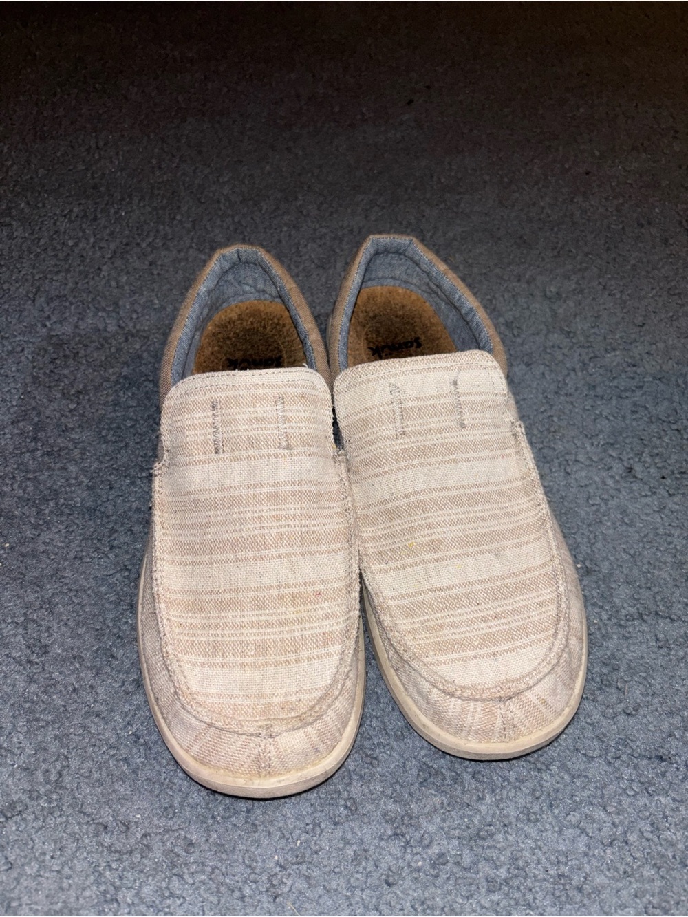 Sanuk Men's Slip-On Loafers in Beige Canvas